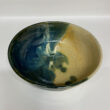 pottery_Cream and green serving bowl